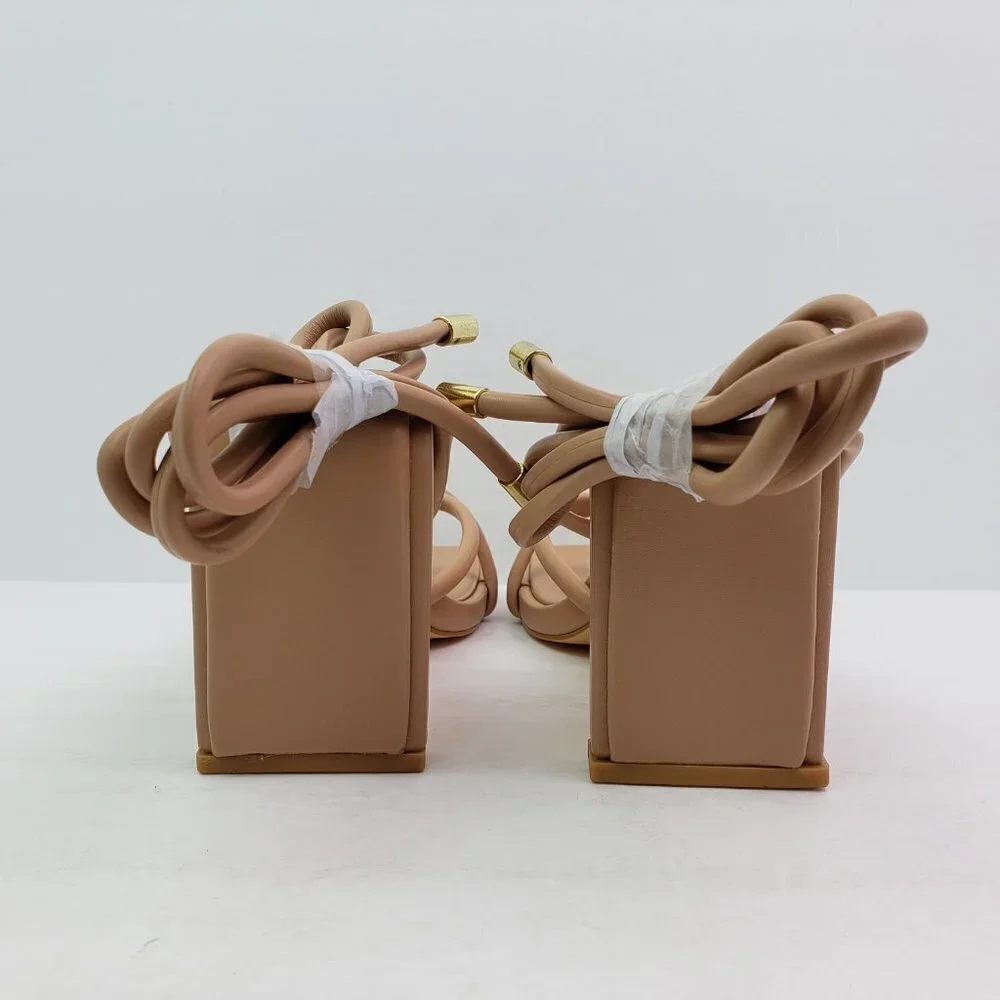 Olivia Ferguson Soleil Womens Sz 7.5 Camel Tan Strappy AnkleTie 3.5